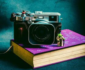 Camera on a book